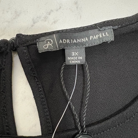 Adrianna Papell Black Blouse with Mesh Sleeve Details - Picture 3 of 11